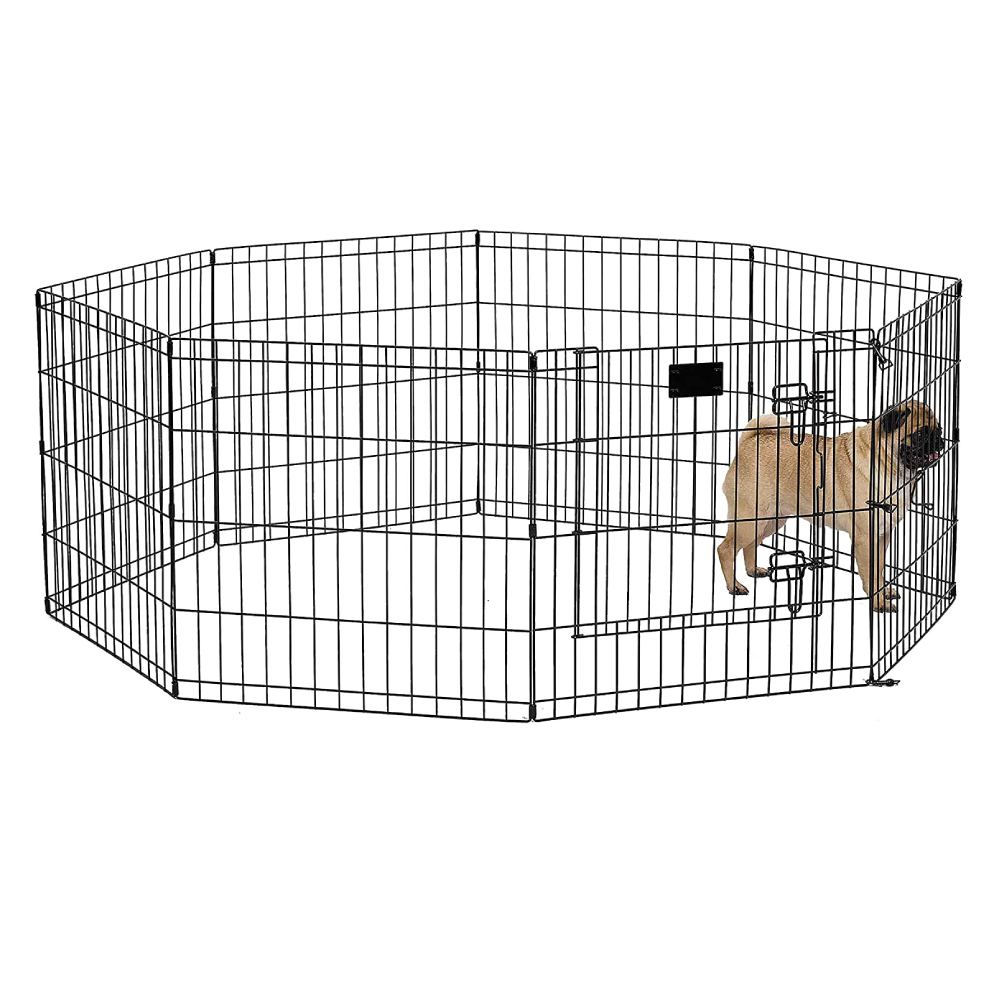 Metal Dog Exercise Pen - Black With Door: image 2