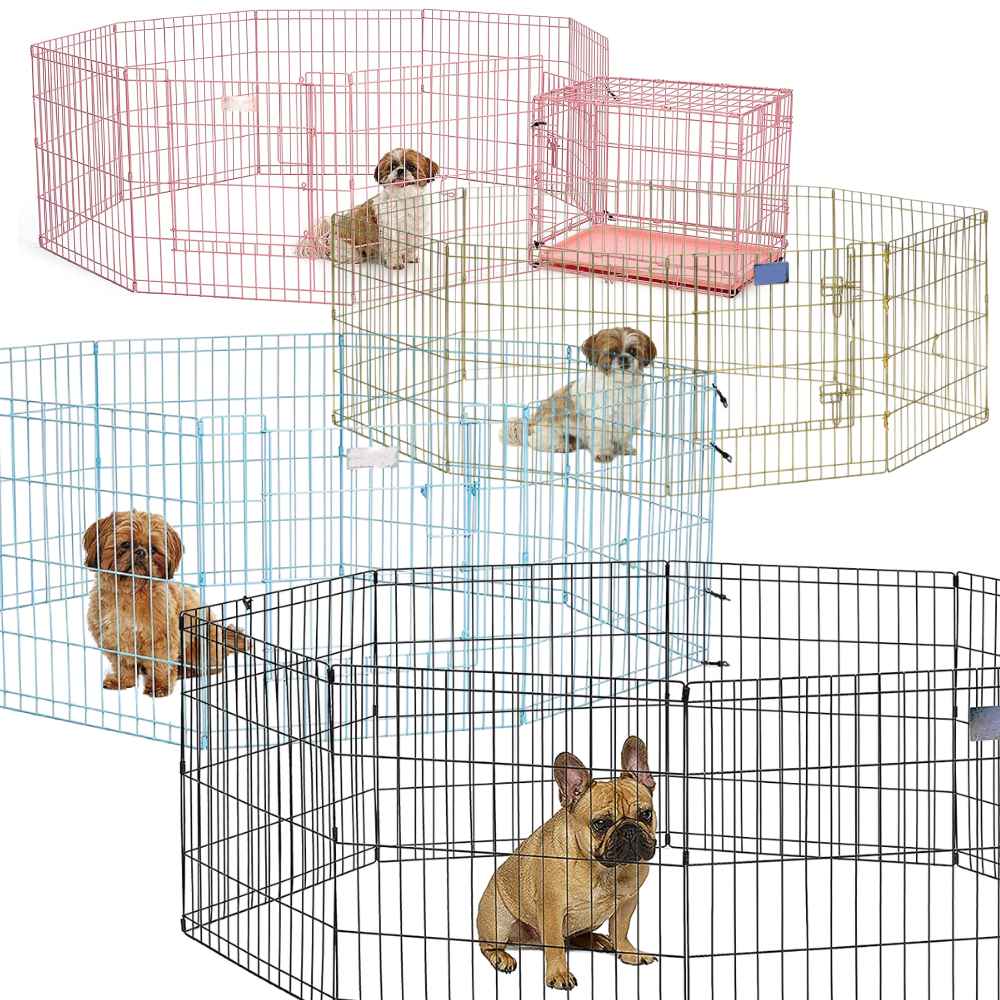 Metal Dog Exercise Pen - Black With Door: image 3