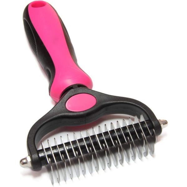 pink pet grooming brush